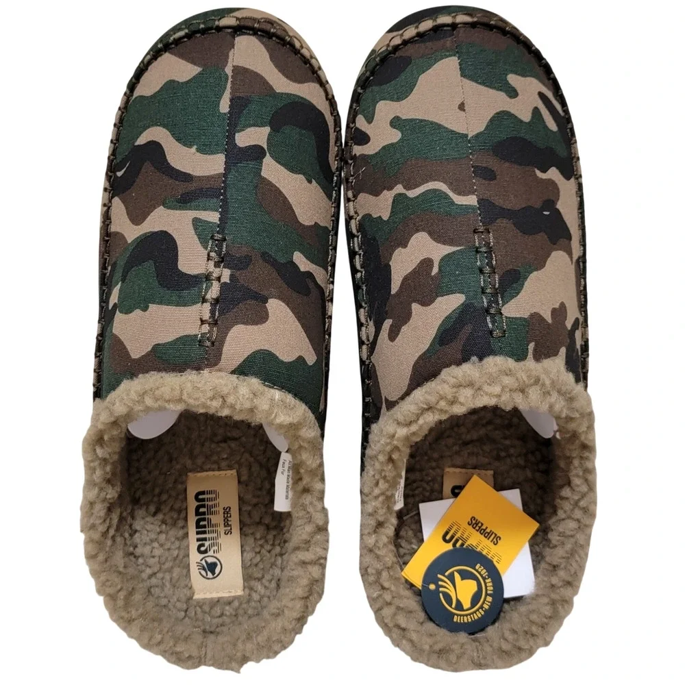 Deer Stags Men Nordic Supro Slip On Clog Slippers Size US 10M Green Camouflage